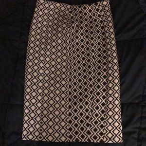 Black and white graphic pencil skirt.